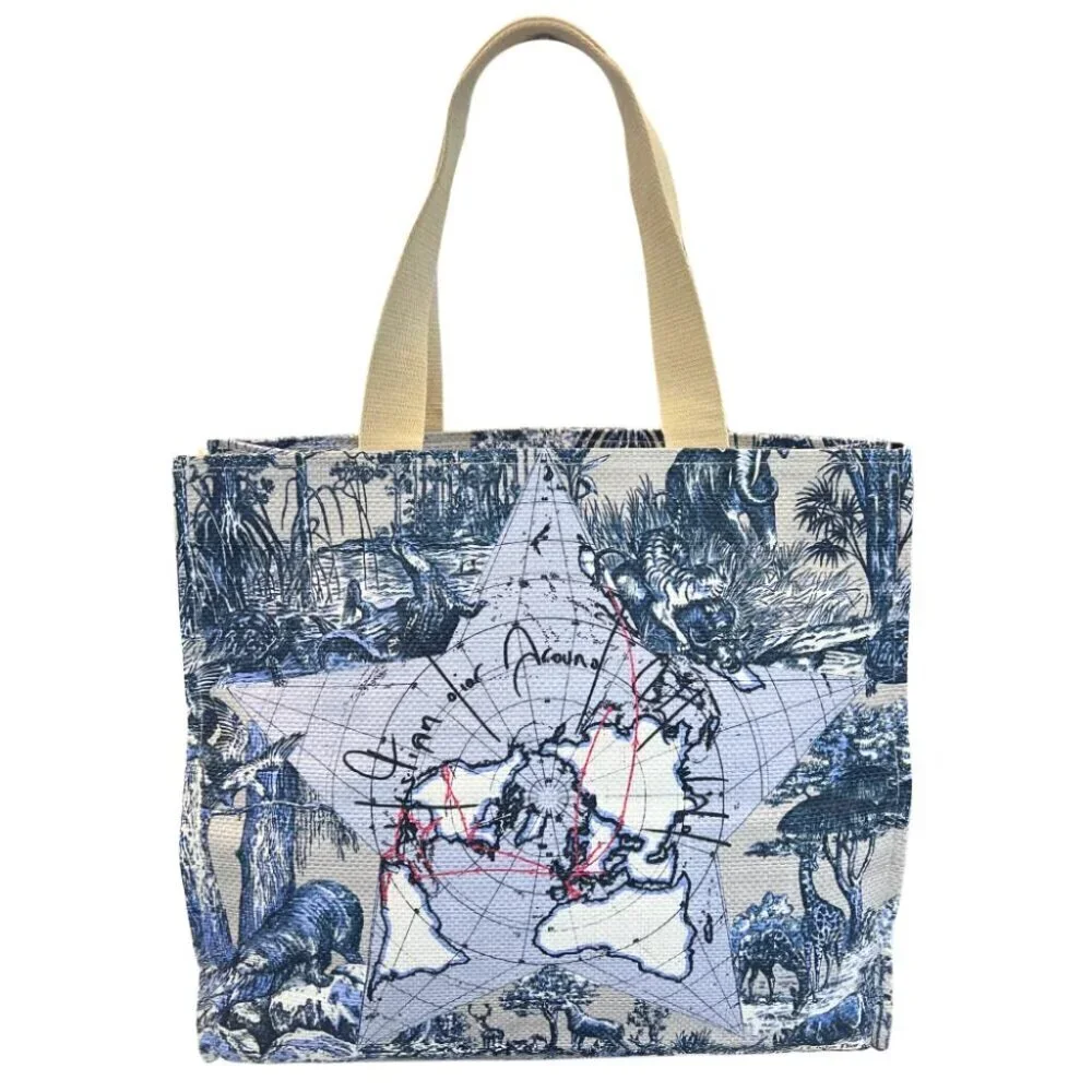 Christian Dior Book Tote Bag Toile De Jouy Lucky Star Women's Multicolor